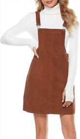 img 4 attached to Stylish Corduroy Women'S A-Line Jumper Pinafore Mini Dress Skirt With Bib Overall Design