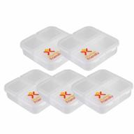 5 pack pill box organizer case: portable travel container with moisture-proof compartments for vitamin, fish oil & supplements by humanfriendly - medication reminder logo