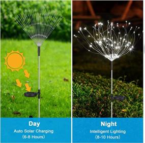 img 3 attached to 2 Pack Solar Garden Decorative Flowers Firework Lights Outdoor, 150 LED Color Changing Waterproof Auto ON-Off Landscape Stake Light For Garden Patio Yard Pathway Lawn Party Decor(Warm White)