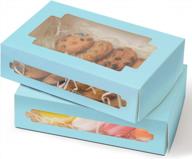 24 pack baby blue treat boxes - 8x5.3x2" gift giving cookie containers and tins for party favors with clear window логотип