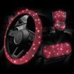 red bling car accessories for women set logo
