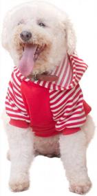 img 4 attached to Cute And Cozy: Red Striped Dog Hoodie With Hat By CuteBone DH01S