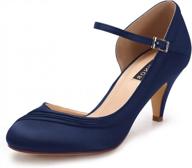 stylish erijunor kitten heels: comfortable low heel satin evening dress wedding shoes with ankle strap for women логотип