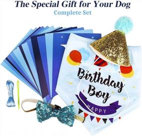 img 3 attached to Girl Dog Birthday Bandana Hat & Banner Outfit Costume Party Supplies For Puppy - 4 Pcs Set (Blue)