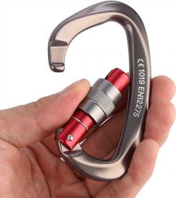img 1 attached to Heavy Duty XINDA Screwgate Locking Carabiner Clip For Rock Climbing, Mountaineering, Hammock & Camping Outdoor Equipment