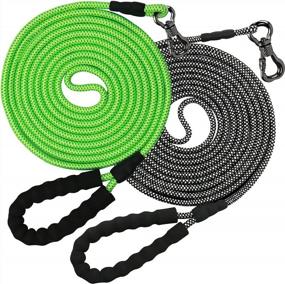 img 4 attached to 15 FT Dog Leash 2 Pack - 1/3" Heavy Duty Rope With Swivel Lockable Hook & Padded Handle For Small, Medium, Large Dogs | Walking, Hunting, Camping, Yard.