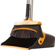 🧹 kitchen broom and dustpan set with extended handle - stand up dust pan magic combo for home - lobby broom with rotating head and standing dustpan for effortless floor cleaning logo