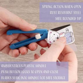 img 1 attached to Stay Safe And Stylish: Push Open Folding Safety Scissors In Pink, Dark Blue, And Grey - 1 Pair Each