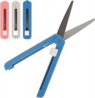 stay safe and stylish: push open folding safety scissors in pink, dark blue, and grey - 1 pair each logo