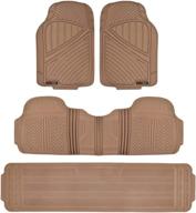 🚗 motor trend heavy duty rubber floor mats & liners for car suv van | 3-row, full interior protection, durable polymerized latex, extra-high ridgeline design | beige logo