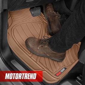 img 2 attached to 🚗 Motor Trend Heavy Duty Rubber Floor Mats & Liners for Car SUV Van | 3-Row, Full Interior Protection, Durable Polymerized Latex, Extra-High Ridgeline Design | Beige