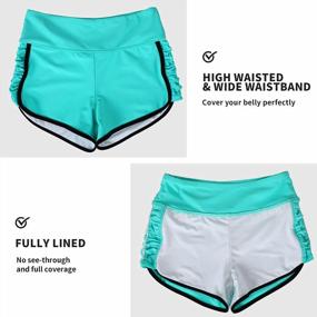 img 1 attached to Women'S High Waisted Swim Shorts With Wide Waistband And Shirred Side Detail