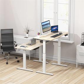 img 3 attached to 🖥️ SHW Memory Preset Electric Height Adjustable Standing Desk, 48 x 24 Inches, Maple - Ergonomic Workstation for Improved Productivity and Comfort
