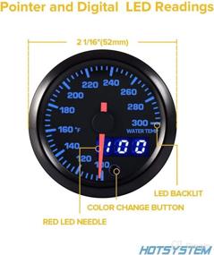 img 3 attached to 🌡️ HOTSYSTEM 7 Color Water Coolant Temperature Gauge Kit 100-300°F Pointer & LED Digital Readouts 2-1/16" 52mm Black Dial Car Truck (Fahrenheit) – Enhanced SEO