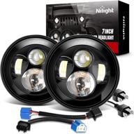 nilight 2pcs 7 inch round cree led headlight high low beam for wrangler jk tj cj 1997-2017 rubicon sahara hummer h1 h2 motorcycles, extended 2 year warranty логотип