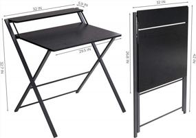 img 2 attached to Compact And Stylish Folding Desk With 2-Tier Shelf For Small Spaces - No Assembly Required!