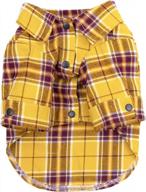 cotton striped plaid dog shirt for cozy and breathable christmas costumes - yellow, size l logo