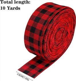 img 3 attached to 1.5 Inch Buffalo Check Wired Burlap Ribbon, Farmhouse Stripe Wired Edge Ribbons For Wreaths - Black Red Plaid