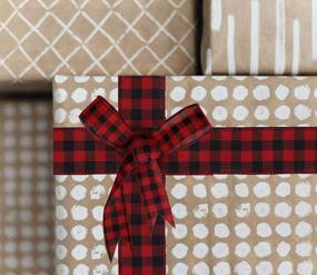 img 1 attached to 1.5 Inch Buffalo Check Wired Burlap Ribbon, Farmhouse Stripe Wired Edge Ribbons For Wreaths - Black Red Plaid