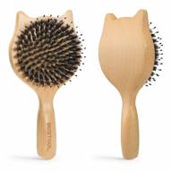 natural boar bristle hair brush for women, men, and kids - bestool small travel wood hairbrush for detangling, defrizzing, and distributing oil логотип
