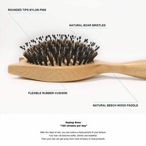 img 2 attached to Natural Boar Bristle Hair Brush For Women, Men, And Kids - BESTOOL Small Travel Wood Hairbrush For Detangling, Defrizzing, And Distributing Oil