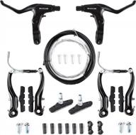 bucklos durable v-brake set for most bikes with mtb road bicycle universal brakes, line cable housing, and brake levers (front and rear) - ideal for city bikes (black) logo