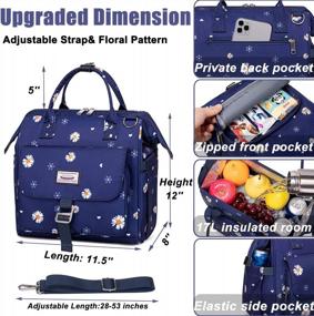 img 3 attached to Insulated Lunch Bag For Women - Large Flower Lunch Tote With Removable Shoulder Strap And Multiple Pockets - Perfect For Work, School, Picnics, Hiking And Beach Trips