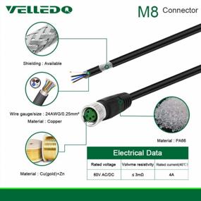 img 1 attached to Industrial Shielded Pre-Wired M8 Connector Cable With 4-Pin Female A-Coding, 3M/10FT Length, PVC Jacket