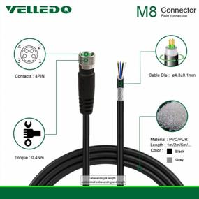 img 2 attached to Industrial Shielded Pre-Wired M8 Connector Cable With 4-Pin Female A-Coding, 3M/10FT Length, PVC Jacket