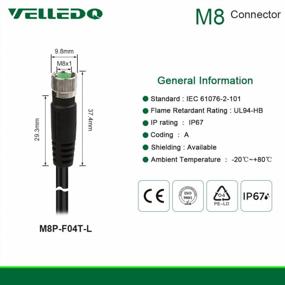 img 3 attached to Industrial Shielded Pre-Wired M8 Connector Cable With 4-Pin Female A-Coding, 3M/10FT Length, PVC Jacket