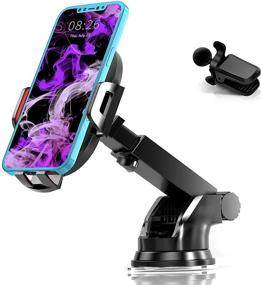 img 4 attached to 🚗 Multi-functional Car Phone Mount - Secure Phone Holder for Dashboard, Windshield, and Air Vent - Compatible with iPhone, Samsung & More - Red