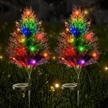 2022 upgraded outdoor solar tree lights - waterproof ip67, auto on/off pathway stakes pine xmas decor 2 pack logo