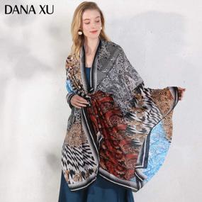 img 1 attached to DANA XU 100% Pure Mulberry Satin Silk Summer Shawl Large Size Women Floral Scarf Oversize Soft Wraps For Evening Dresses