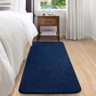 modern soft area rug for living room, bedroom & kids play room - 2ft x 5.2ft blue color&geometry fluff carpet logo