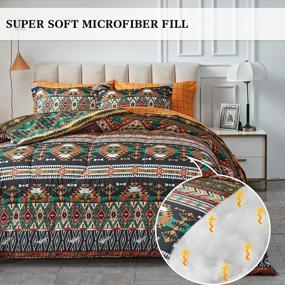 img 2 attached to Experience Chic Comfort With Flysheep'S Boho Bedding Set - 7 Pieces Queen Size Fit, Tribal Striped Prints, And Reversible Comforter