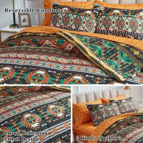 img 1 attached to Experience Chic Comfort With Flysheep'S Boho Bedding Set - 7 Pieces Queen Size Fit, Tribal Striped Prints, And Reversible Comforter