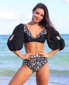 img 3 attached to Tropical Flair: SPORLIKE Women'S Ruffle High Waist Swimsuit With Push Up Feature - Two-Piece Bikini Set