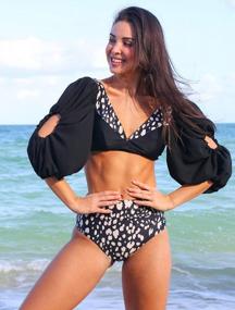 img 2 attached to Tropical Flair: SPORLIKE Women'S Ruffle High Waist Swimsuit With Push Up Feature - Two-Piece Bikini Set