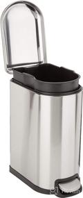 img 1 attached to 🗑️ Amazon Basics 10L / 2.6 Gallon Soft-Close, Smudge Resistant Trash Can with Foot Pedal - Ideal for Narrow Spaces, Brushed Stainless Steel