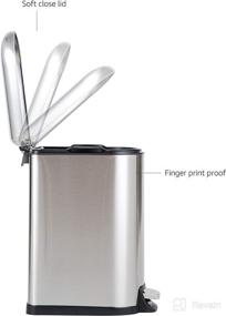 img 2 attached to 🗑️ Amazon Basics 10L / 2.6 Gallon Soft-Close, Smudge Resistant Trash Can with Foot Pedal - Ideal for Narrow Spaces, Brushed Stainless Steel