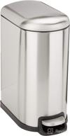 🗑️ amazon basics 10l / 2.6 gallon soft-close, smudge resistant trash can with foot pedal - ideal for narrow spaces, brushed stainless steel logo