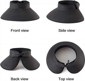 img 1 attached to Women'S Foldable Sun Visor Beach Hat - Wide Brim Straw Roll Up Hat