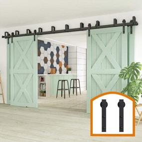 img 4 attached to Upgrade Your Space With ZEKOO'S 10Ft Double Bypass Barn Door Hardware Kit For Four Wooden Doors In Black Finish