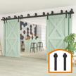 upgrade your space with zekoo's 10ft double bypass barn door hardware kit for four wooden doors in black finish logo