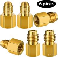 💨 6015 r134a brass refrigerant tank adapter to r12 fitting adapter with 1/2" female to 1/4" male flare adaptor valve core - pack of 6 pieces + 6014 vacuum pump adapter with 1/4" flare female to 1/2" male logo