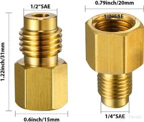 img 3 attached to 💨 6015 R134A Brass Refrigerant Tank Adapter to R12 Fitting Adapter with 1/2" Female to 1/4" Male Flare Adaptor Valve Core - Pack of 6 Pieces + 6014 Vacuum Pump Adapter with 1/4" Flare Female to 1/2" Male