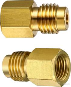 img 2 attached to 💨 6015 R134A Brass Refrigerant Tank Adapter to R12 Fitting Adapter with 1/2" Female to 1/4" Male Flare Adaptor Valve Core - Pack of 6 Pieces + 6014 Vacuum Pump Adapter with 1/4" Flare Female to 1/2" Male