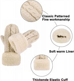 img 1 attached to Winter Knit Fleece Wool Mittens For Women - Verabella Cold Weather Gloves