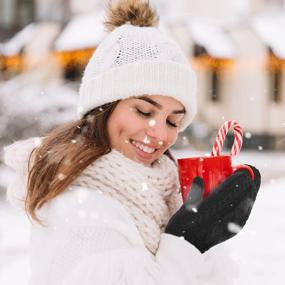 img 3 attached to Женские зимние вязаные варежки из флиса и шерсти - Verabella Cold Weather Gloves