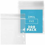 200-pack resealable clear poly bags with zip top lock - 2" x 2", 2 mil thickness for strong and durable storage, travel, packaging, and shipping needs logo